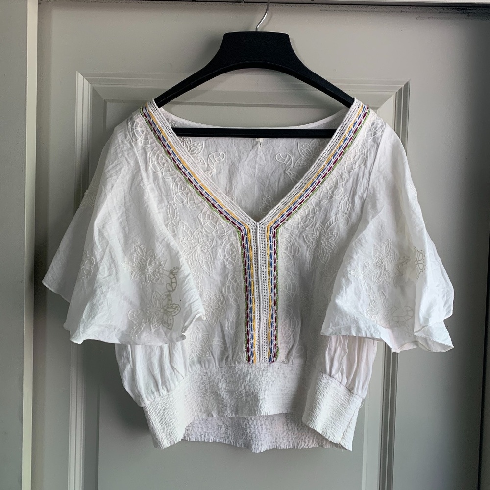 Anthropologie Boho Embroidered Top
